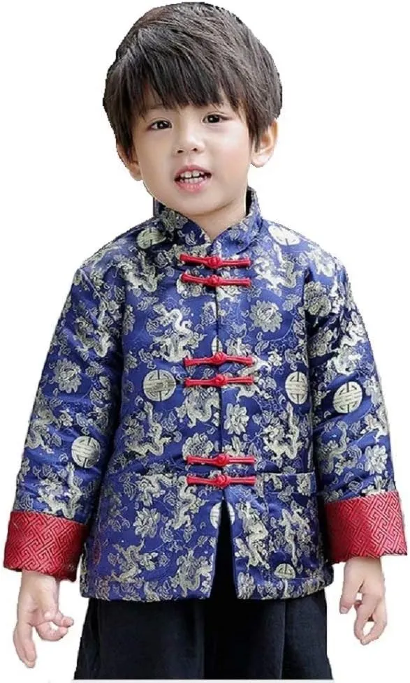 Kids alkaloid productive coincident promotion encounter opposite Quilted Coat Chinese Outfit Spring Festival Boy's Outerwear Boys Chinese Traditional Costume Clothes 