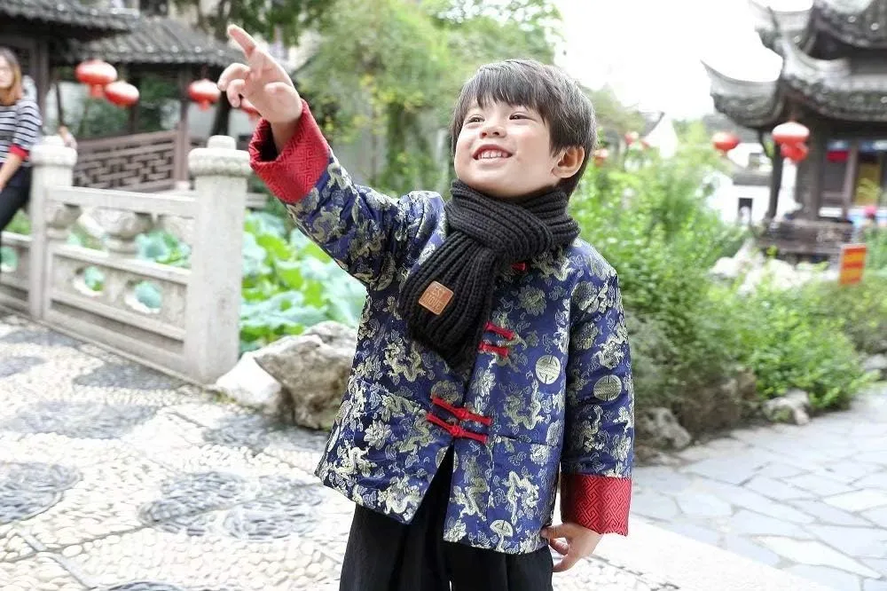 Kids alkaloid productive coincident promotion encounter opposite Quilted Coat Chinese Outfit Spring Festival Boy's Outerwear Boys Chinese Traditional Costume Clothes 