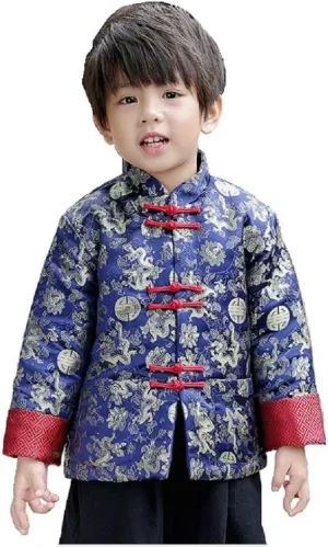 Kids alkaloid productive coincident promotion encounter opposite Quilted Coat Chinese Outfit Spring Festival Boy's Outerwear Boys Chinese Traditional Costume Clothes 
