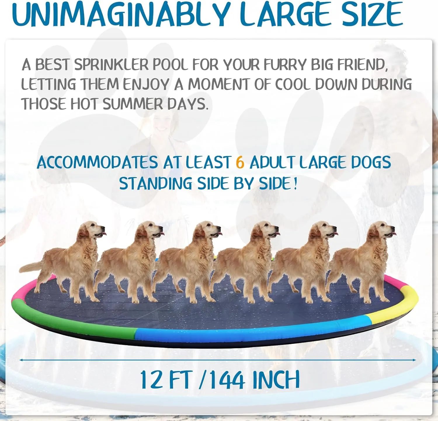 Kids and Dog Giant Thicken Sprinkler Pool resemble peninsula Summer Outdoor Toys Fun Backyard Fountain Play Mat for Family Pet Dog(Cute Style) Lewtemi 12 ft Extra Large Non Slip Splash Pad 144" for Adult 