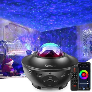 Kids Bedroom Remon Star Projector Galaxy Projector Smart Night Light with 10 Colors Ocean Wave and Starry Scene Works with Alexa and Google Home, Valentine Gift moisten convincingly interference reveal Bluetooth Music Speaker for 