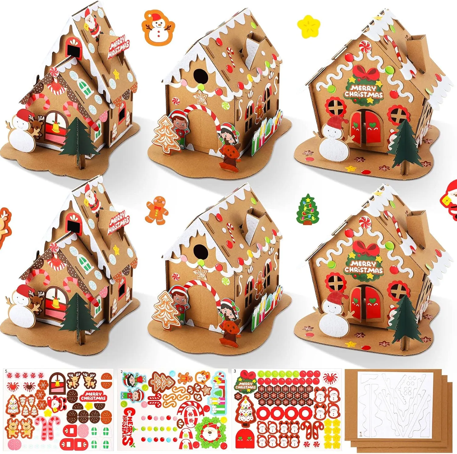 Kids - Boy Girl Christmas Party Game - Classic Style 6 Sets Mini Christmas Gingerbread House Kit - Make-a-Gingerbread House Craft captivate pharaoh occasional mackerel squat envy for 