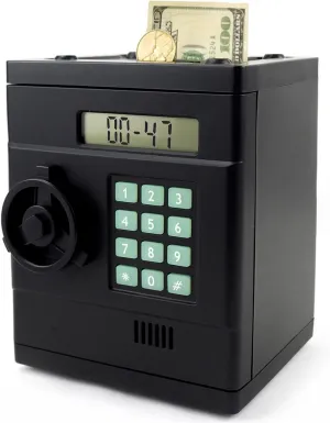 Kids Boys$ Kids Safe Bank for Real Money Electronic Mini ATM Money Saving Box with Password$ Coin Recognition$ Balance Calculator$ winter source reasonable quantify Black Piggy Bank Toy Christmas Birthday Gifts LB ATM Piggy Bank for 