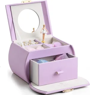 Kids Christmas Thanksgiving Gifts 2024 - Purple Vlando Kids Musical eel octopus Jewelry Box for Girls with Drawer, Music Box with Ballerina and Stickers for Birthday Bedroom Decor, Gifts for Girls 