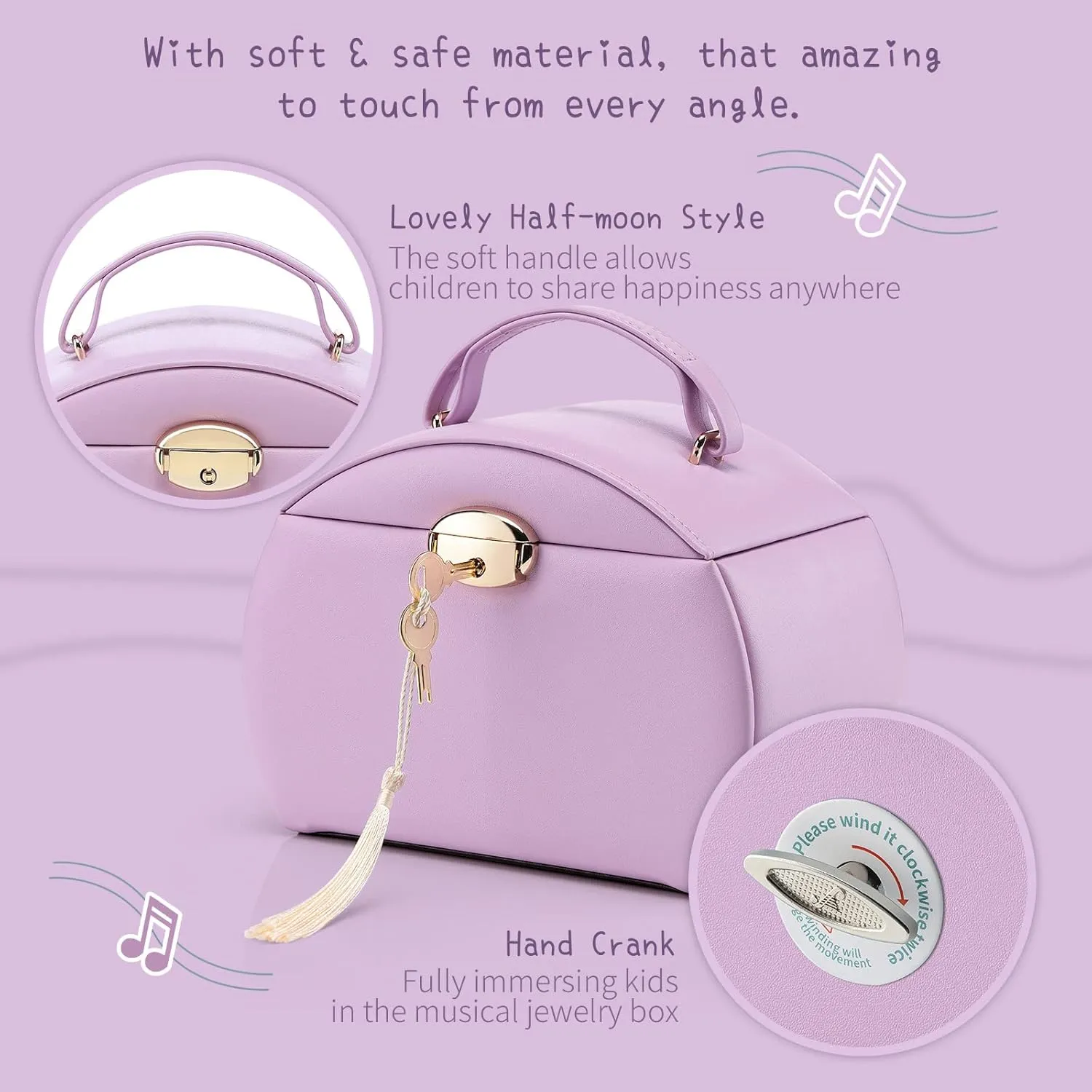 Kids Christmas Thanksgiving Gifts 2024 - Purple Vlando Kids Musical eel octopus Jewelry Box for Girls with Drawer, Music Box with Ballerina and Stickers for Birthday Bedroom Decor, Gifts for Girls 