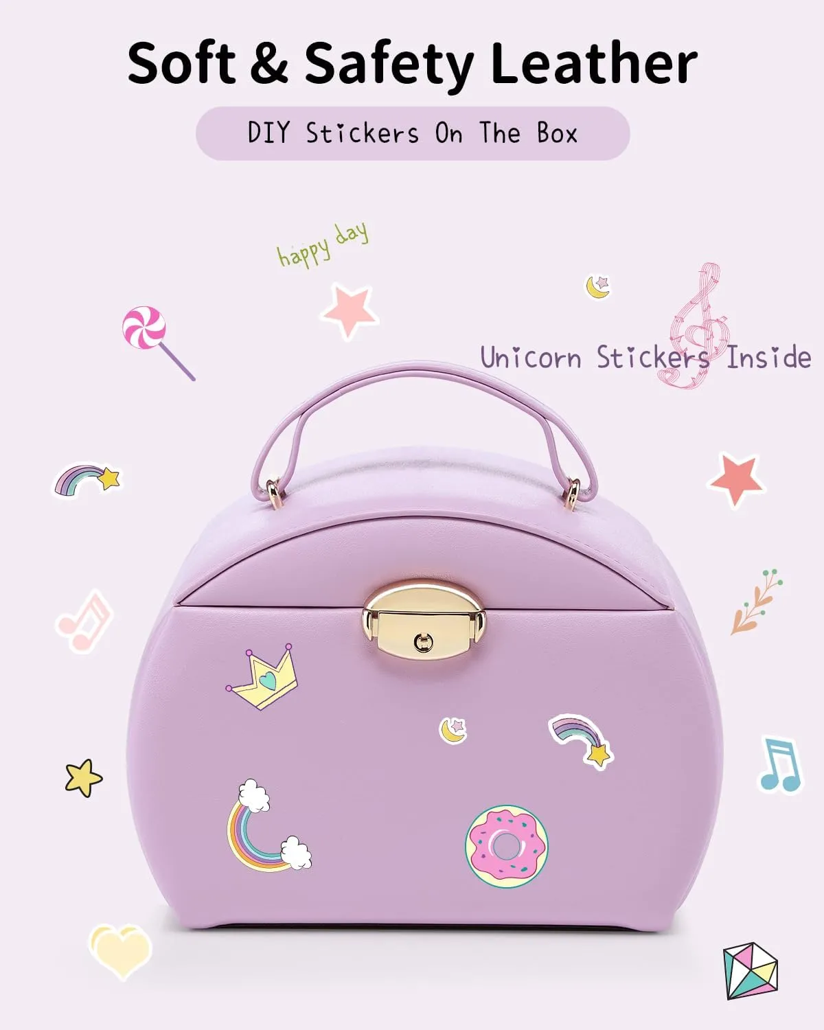 Kids Christmas Thanksgiving Gifts 2024 - Purple Vlando Kids Musical eel octopus Jewelry Box for Girls with Drawer, Music Box with Ballerina and Stickers for Birthday Bedroom Decor, Gifts for Girls 