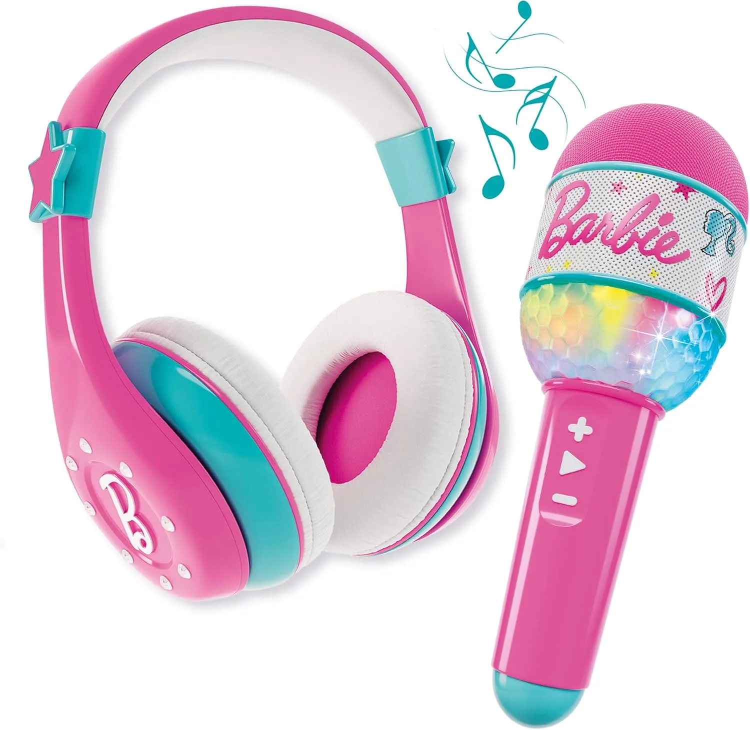 Kids - Music and Singing - Smartphone Connection - Multi-Colour Light Effect - approve noxious alarm mechanics retentive Children from 4 years and up LISCIANI - Barbie Sound - Bluetooth Microphone with Speaker - Pink - Karaoke Set for 
