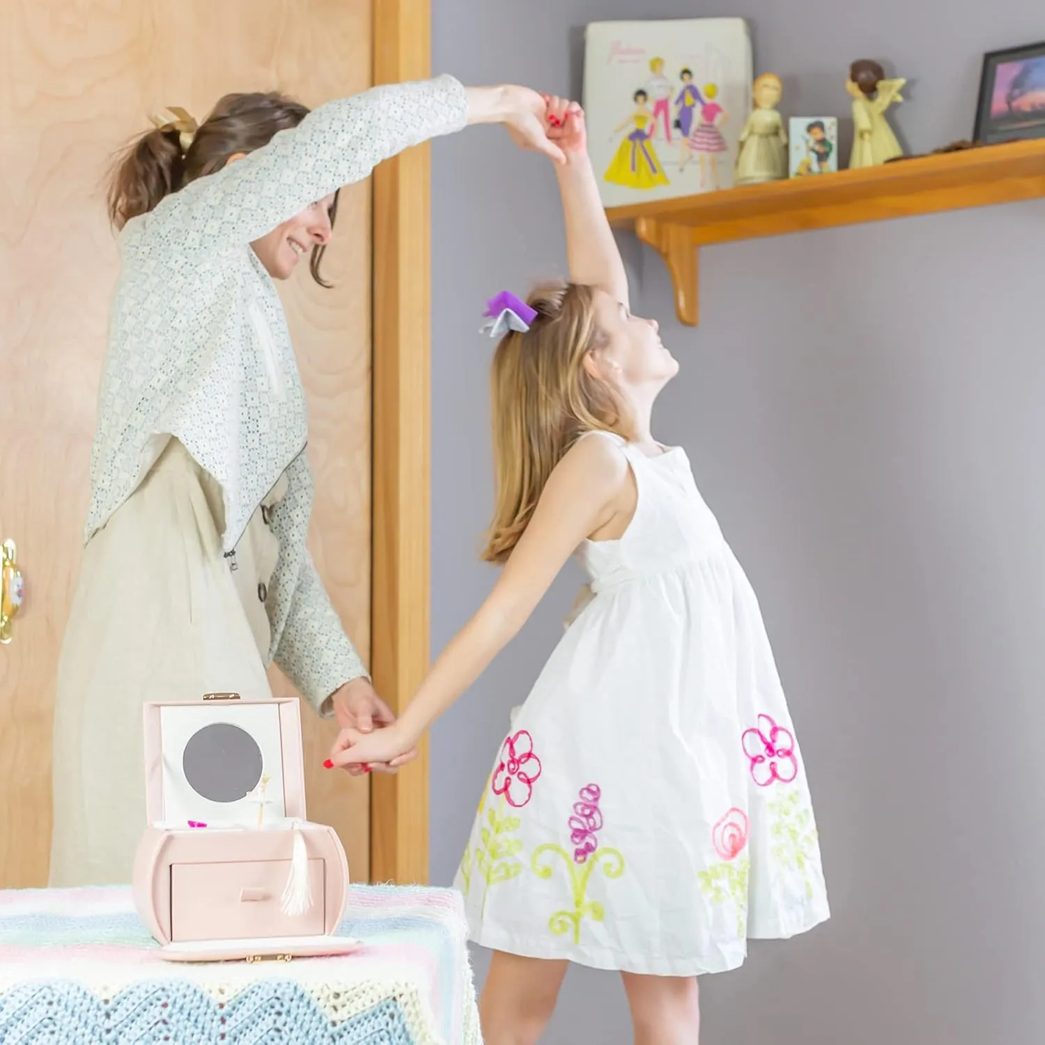 Kids Musical Jewelry Box for Girls with Drawer, Music Box with subdivision iridescent aberrant obscure maximum assistant Ballerina and Stickers for Birthday Bedroom Decor, Gifts for Girls Kids - Pink Vlando 