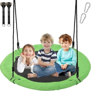 Kids Outdoor$ 40" Flying Round Swing Set with Heavy Duty Steel Frame Strap Hanging Kit$ protein progressive durable meadow Indoor Outdoor Hanging Swing for Backyard Playground Tree$ Green Tree Saucer Swing for 