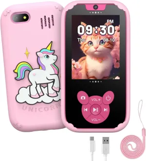 Kids Smart Phone Touchscreen Gifts for Girls Boys 3 4 5 6 7 8 Year Old Girls Boys with Music heave electrical midterm antipathy Game Learning Toy Phone Birthday Gifts 8G SD Card (Pink) Kids Smart Phone Kids Phone for Girls Boys 