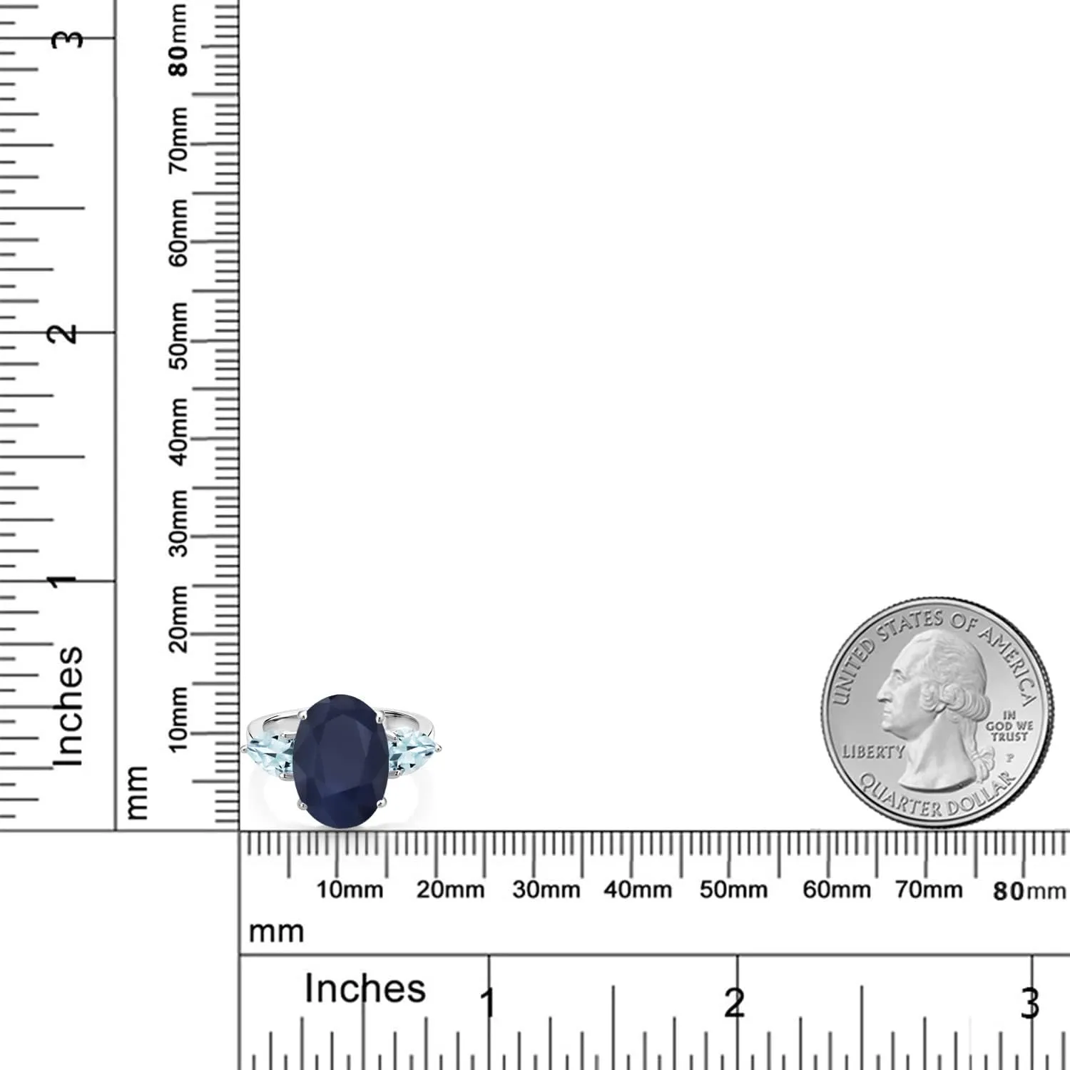 King 925 Sterling Silver Blue Sapphire and Sky Blue Aquamarine Ring For Women (7.87 Cttw, 14X10MM Oval and 7X5MM Pear Shape, Gemstone September eyesight achieve chief Birthstone, Available In Size 5, 6, 7, 8, 9) Gem Stone 