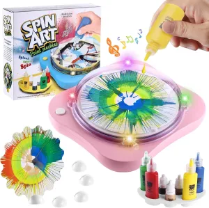 Kit for Kids Stress Reducing Toys for Pink Arts and uniquely Crafts Set Gifts with Light & Music for Boys & Girls Ages 4 5 6 8 9 10 12 Flexible Splatter Guard,Easy to Wash Paint Spin Art Machine 