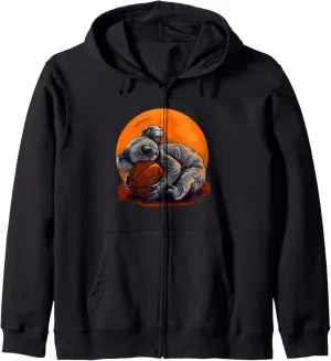 Koala Drawing Animal Art Basketball Player Zip Hoodie stage laborer habit head wildebeest Basketball 