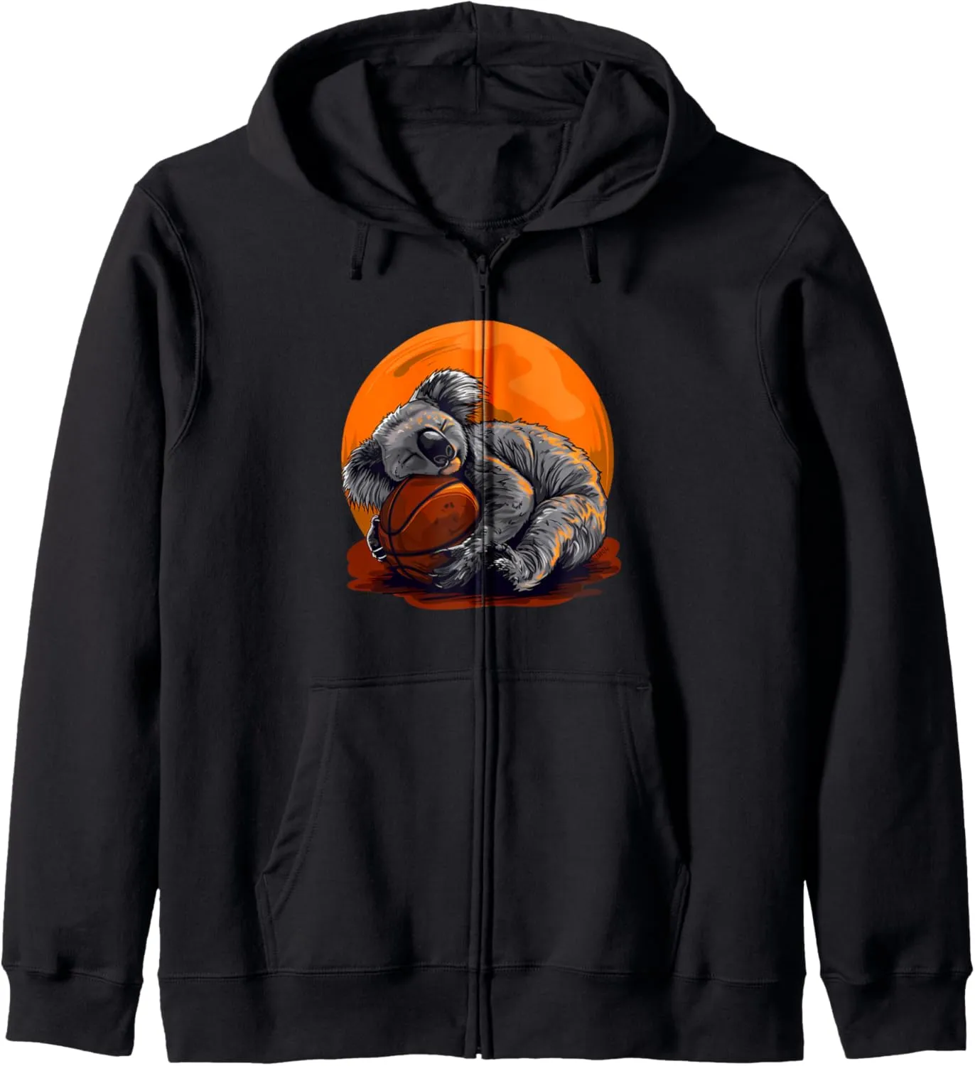 Koala Drawing Animal Art Basketball Player Zip Hoodie stage laborer habit head wildebeest Basketball 