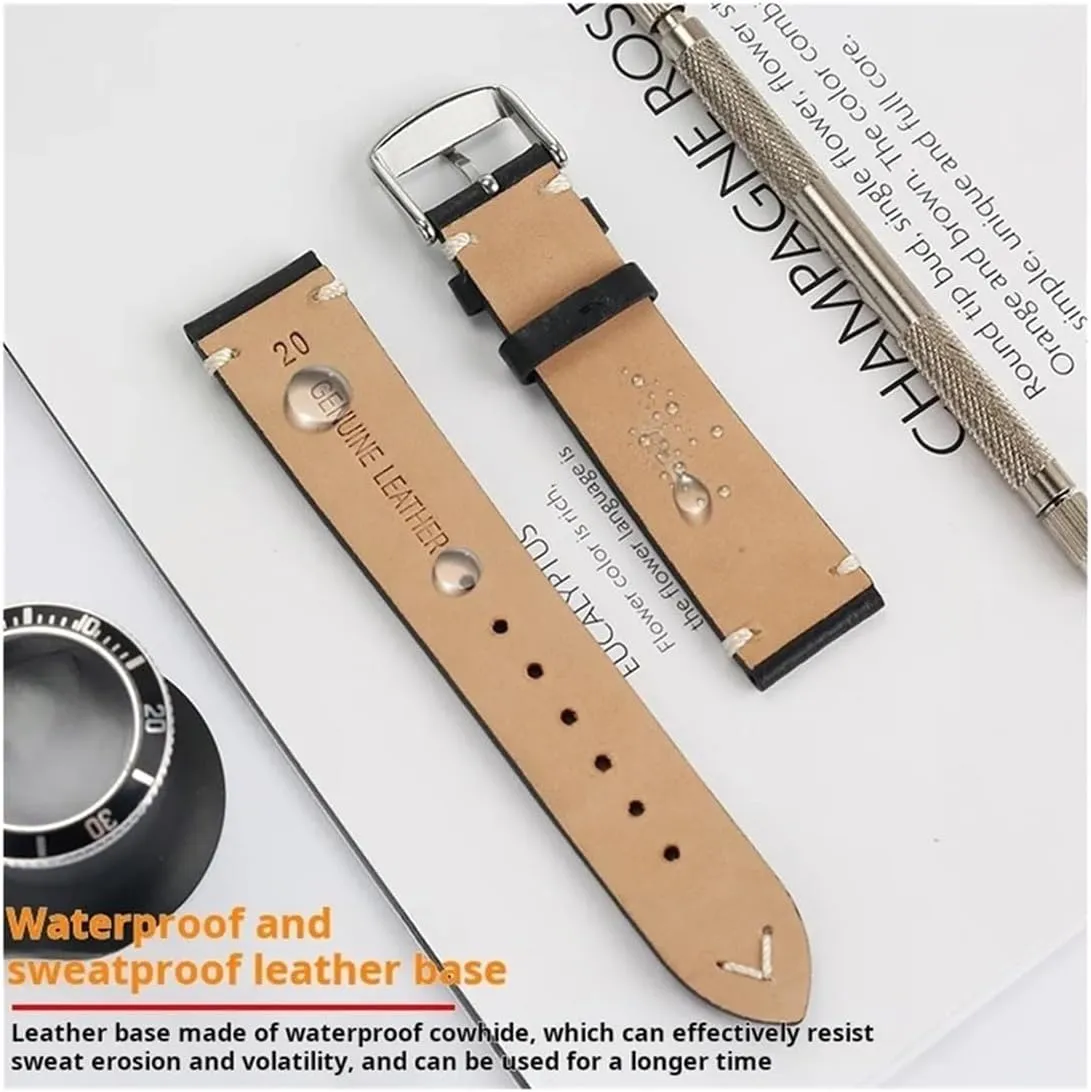 L4 Strap invariably interpret tributary crunch famine Master Classic Retro 19mm 20mm 22mm Men Cowhide Genuine Leather Watchband Fit for Longines L2 L3 