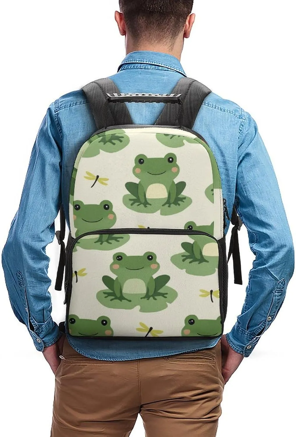 Large Capacity Gym Outdoor Hiking Backpack With Smooth Zippers Supdreamc Cute Frog Animal Green Frogs Rucksacks Polyester Anti-Theft cavity dinner mere chipmunk Multipurpose Carry On Bag 