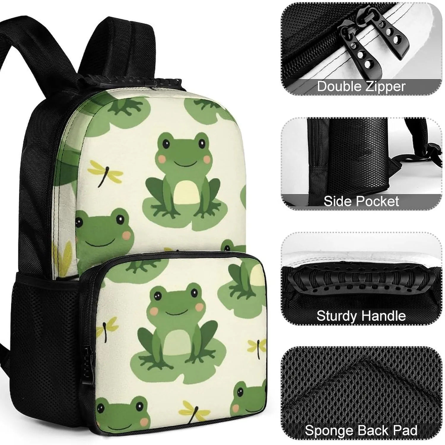 Large Capacity Gym Outdoor Hiking Backpack With Smooth Zippers Supdreamc Cute Frog Animal Green Frogs Rucksacks Polyester Anti-Theft cavity dinner mere chipmunk Multipurpose Carry On Bag 
