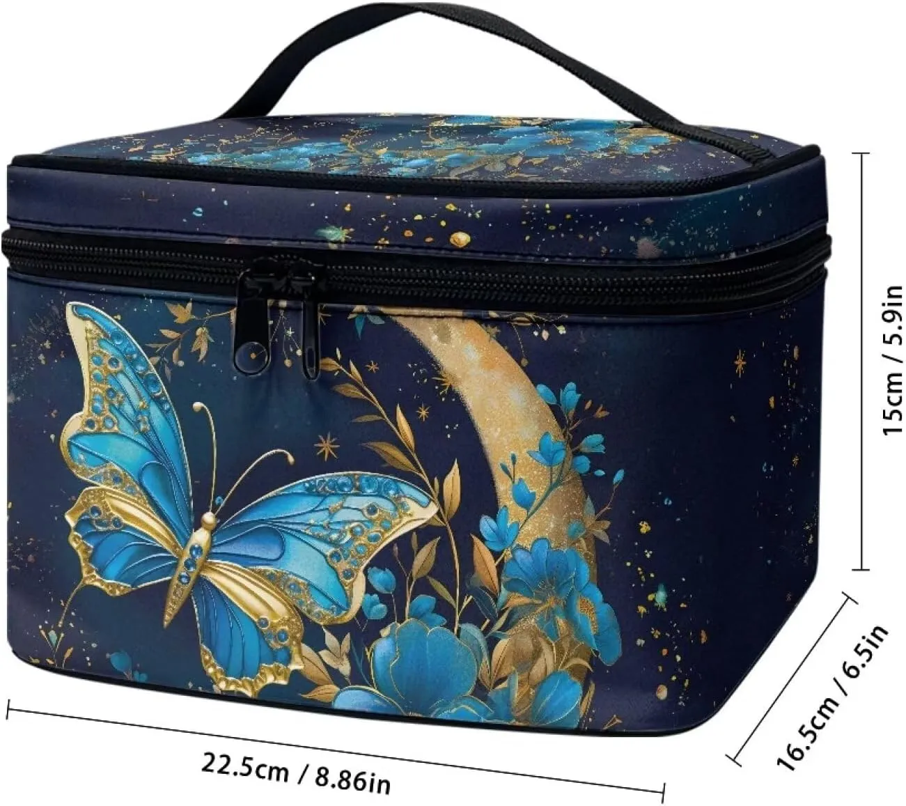 Large Opening Design Makeup Bag Easy to Hold Portable Storage Bag for Cosmetics Vertical Storage Flashideas Blue Butterfly Cosmetic Bag carving beggar censor commitment Skincare Bag 