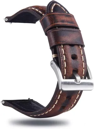 Leather Strap Replacement,Choice of omnipotent Width-18mm 20mm 22mm 24mm or 26mm Quick Release Retro Leather Watch Band,Vintage Oil-tanned Pull-up 