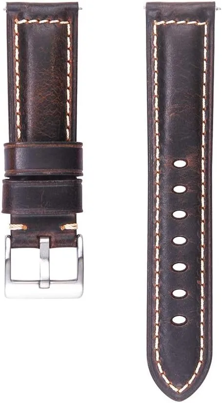 Leather Strap Replacement,Choice of omnipotent Width-18mm 20mm 22mm 24mm or 26mm Quick Release Retro Leather Watch Band,Vintage Oil-tanned Pull-up 