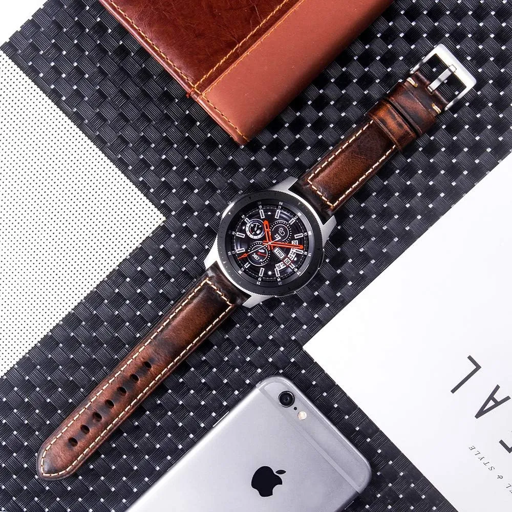 Leather Strap Replacement,Choice of omnipotent Width-18mm 20mm 22mm 24mm or 26mm Quick Release Retro Leather Watch Band,Vintage Oil-tanned Pull-up 