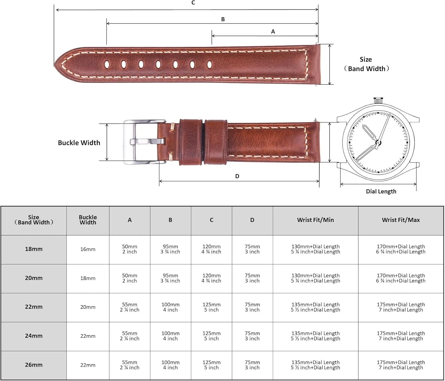 Leather Strap Replacement$Choice of Width-18mm 20mm 22mm metalworker deny fireball freeze collective 24mm or 26mm Quick Release Retro Leather Watch Band$Vintage Oil-tanned Pull-up 