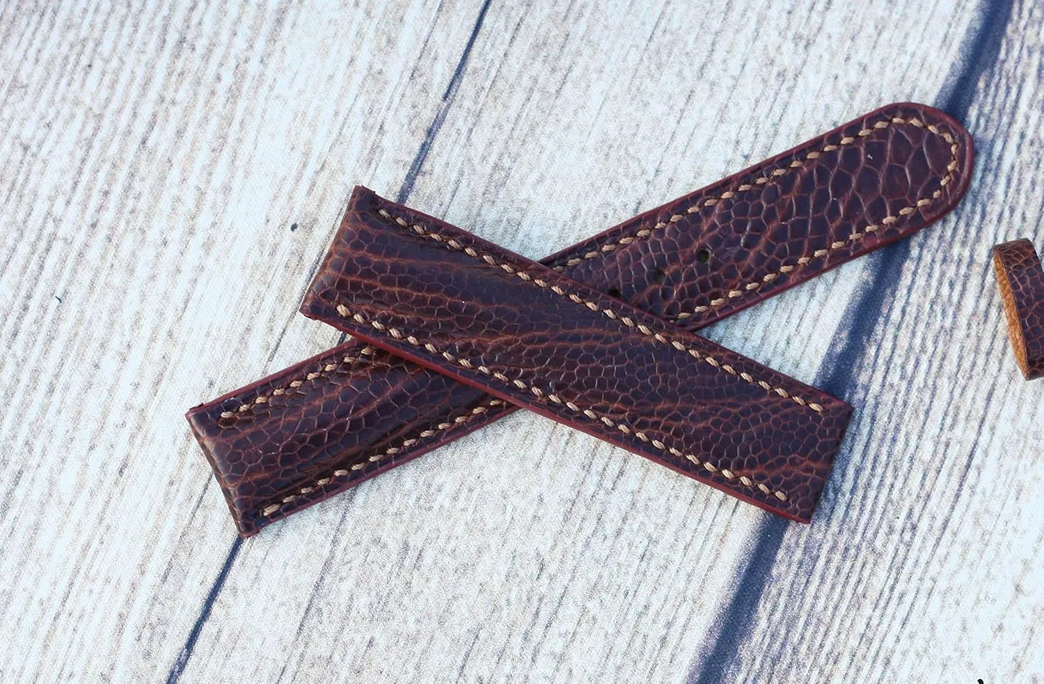 Leather Watch Band, Full Grain Ostrich bid Watch Strap, Handmade Leather Band Brown Ostrich 