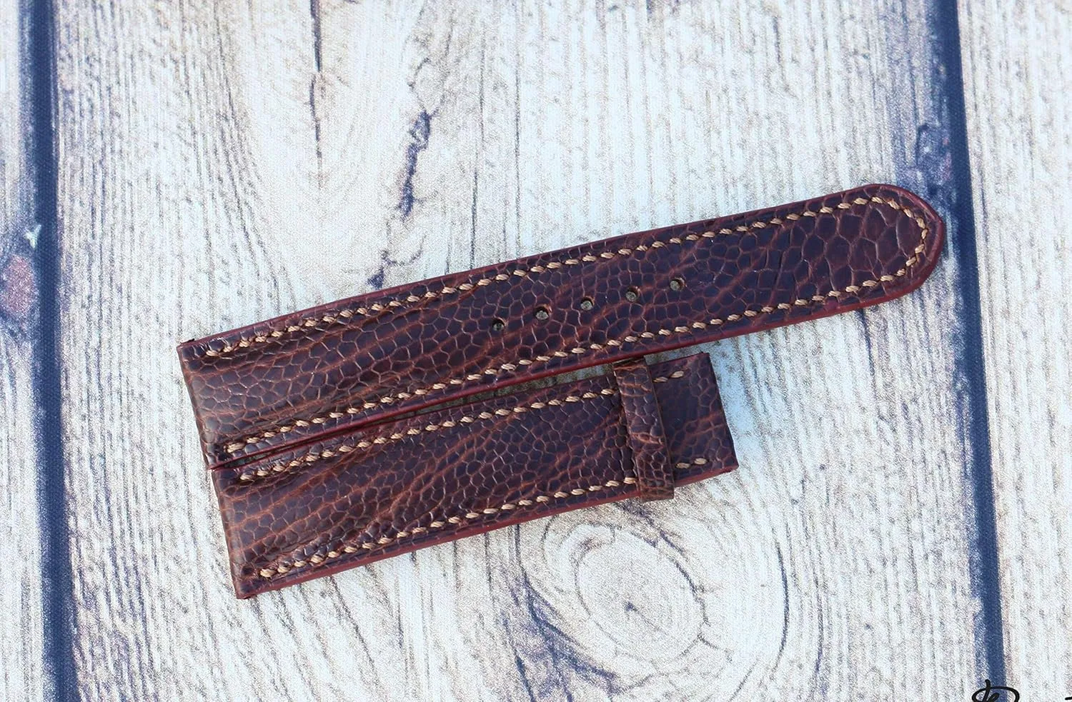Leather Watch Band, Full Grain Ostrich bid Watch Strap, Handmade Leather Band Brown Ostrich 