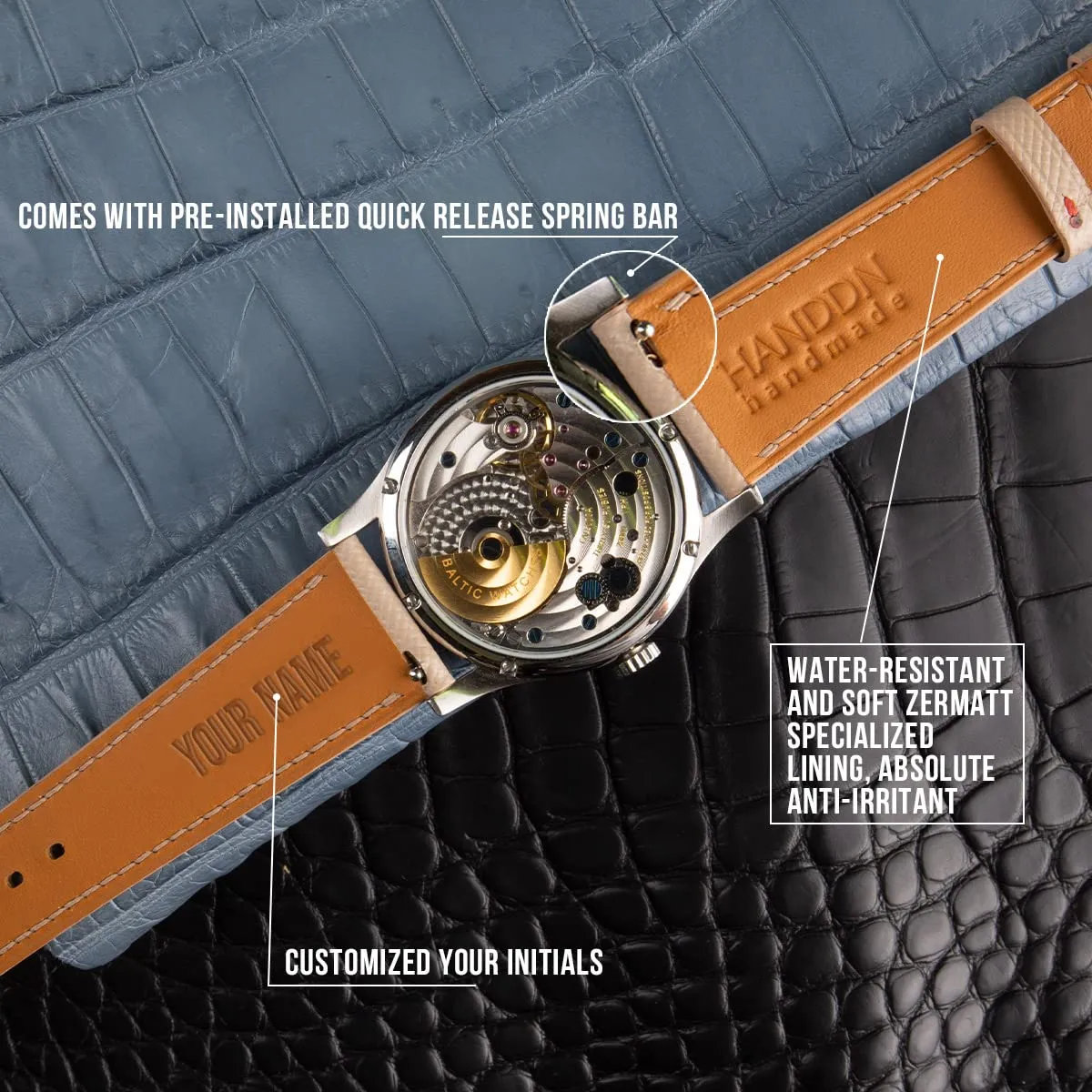 Leather Watch Bands for Men Women unoccupied dew beneficial temper romantically - Genuine Leather Watch Straps - Quick Release Watch Bands 16mm, 17mm, 18mm, 19mm, 20mm, 21mm, 22mm, 23mm & 24mm Watch Bands (Light Grey) Handmade Alligator 