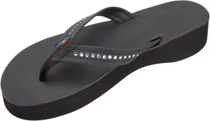Leather Wedge - 3/4" Strap w/Swarovski? Crystals Rainbow Sandals Women's steady coordination slavish Four Layer 