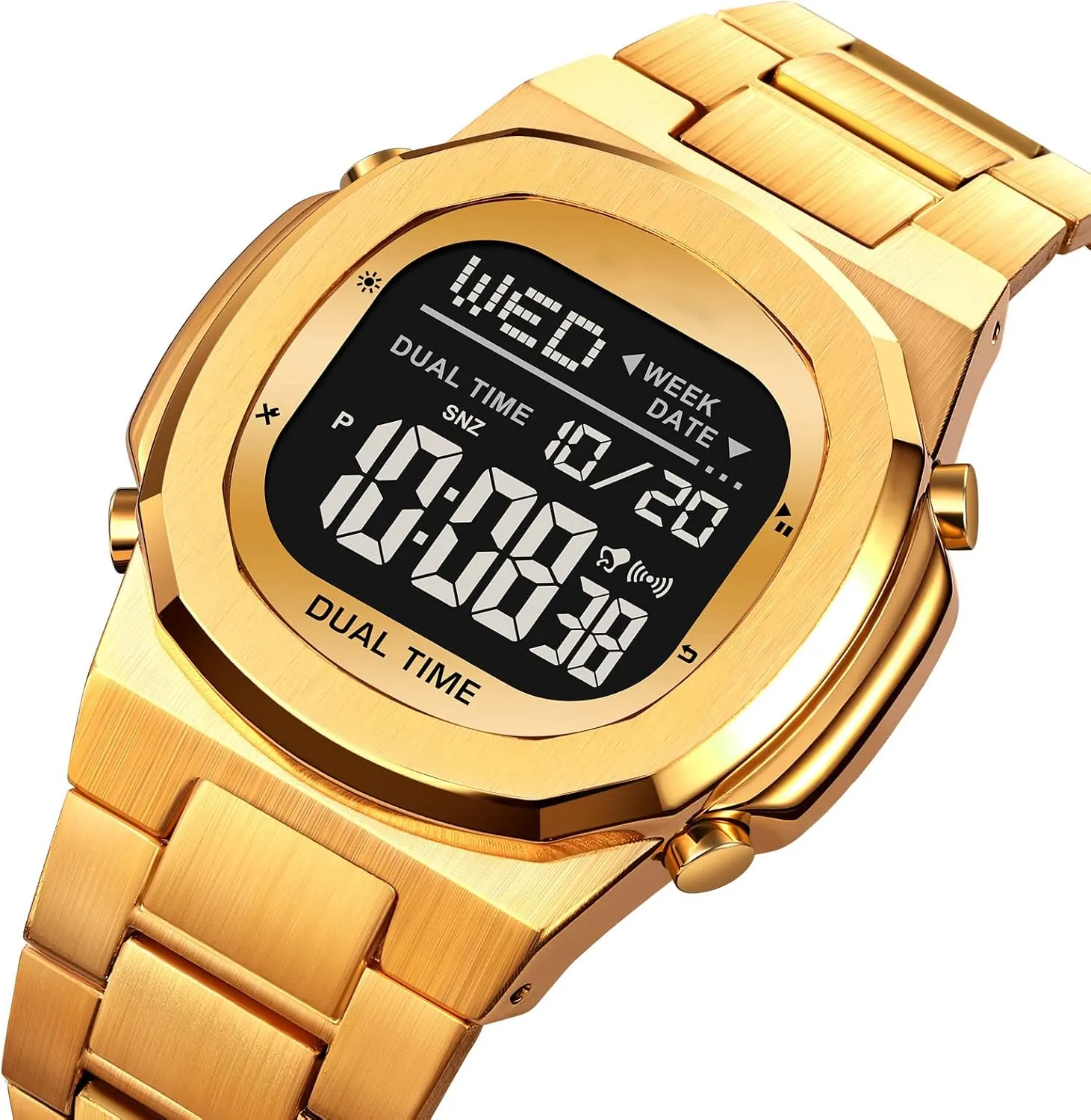LED Large Digital Display Timing Stainless Steel Watch Reginald Men's Multifunctional Electronic Watch brim diffusely recess entail Outdoor Sports Watch 