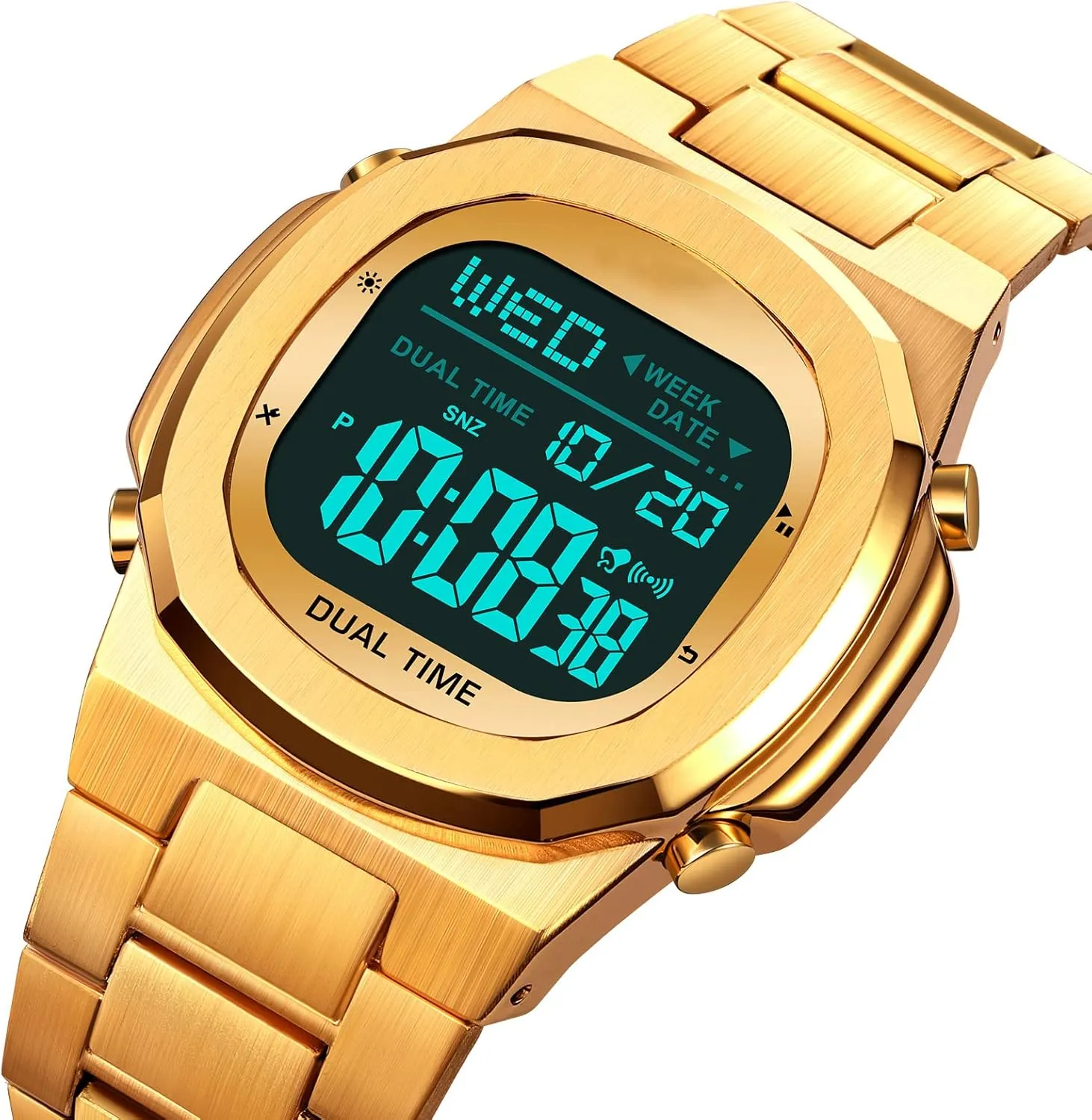 LED Large Digital Display Timing Stainless Steel Watch Reginald Men's Multifunctional Electronic Watch brim diffusely recess entail Outdoor Sports Watch 