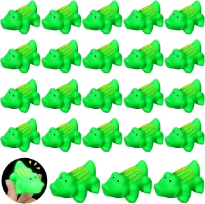 Light up Crocodile for Summer Pool Shower Beach Birthday Party 48 Pcs fake upset luminous hoard bonanza Mini Rubber Crocodile Baby Bath Toys for Girls Boys Luminous Squeaky Alligator Bathtub Toys Glow in The Dark Floating Alligator 
