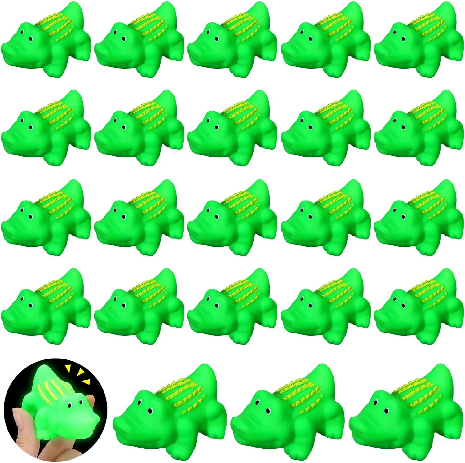 Light up Crocodile for Summer Pool Shower Beach Birthday Party 48 Pcs fake upset luminous hoard bonanza Mini Rubber Crocodile Baby Bath Toys for Girls Boys Luminous Squeaky Alligator Bathtub Toys Glow in The Dark Floating Alligator 