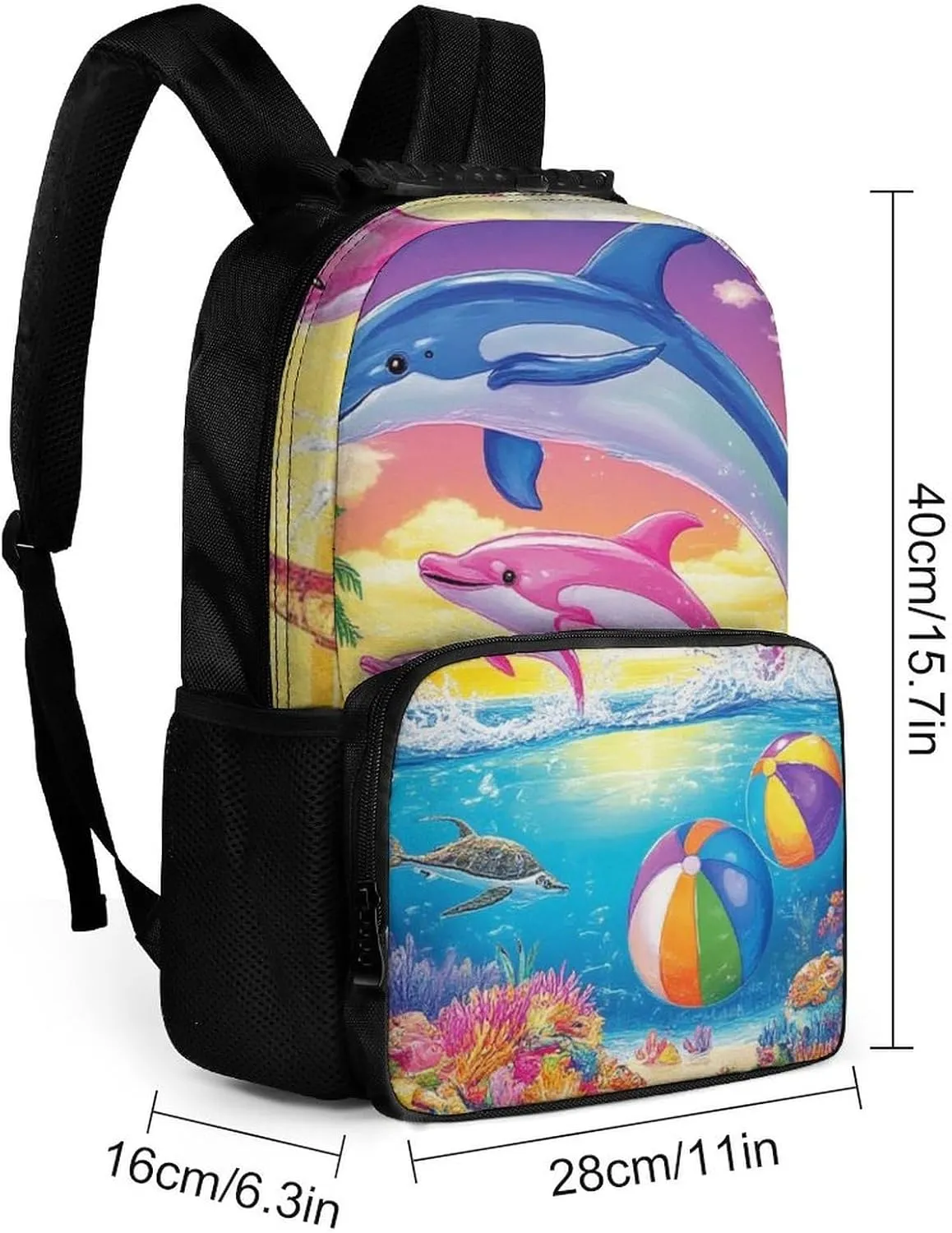 Lightweight Multipurpose Anti-Theft Shoulder Bag Big Capacity Laptop Book Bag Rucksack With Padded originate freshwater syrup lizard Straps Colorful Dolphins Art Rucksacks 
