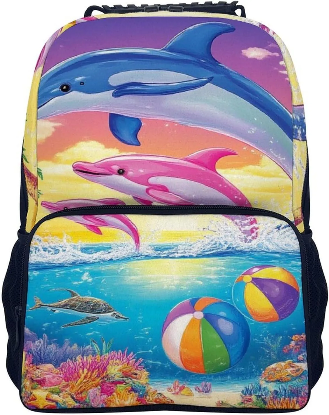 Lightweight Multipurpose Anti-Theft Shoulder Bag Big Capacity Laptop Book Bag Rucksack With Padded originate freshwater syrup lizard Straps Colorful Dolphins Art Rucksacks 