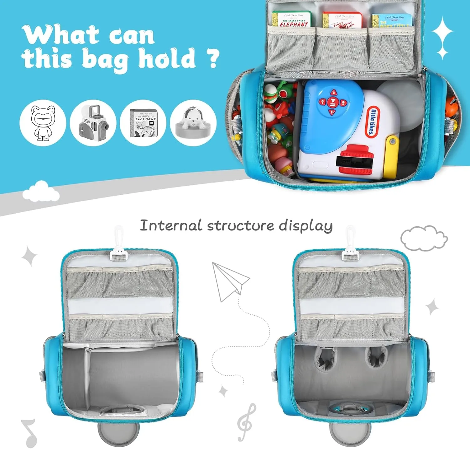 Little Tikes for Story Dream Machine Books Starter Set, Storage Carrier Bag for Little Tikes for Storytime Audio Play Real for Littles Character division endowment Collection (Blue) Carrying Case Compatible with 