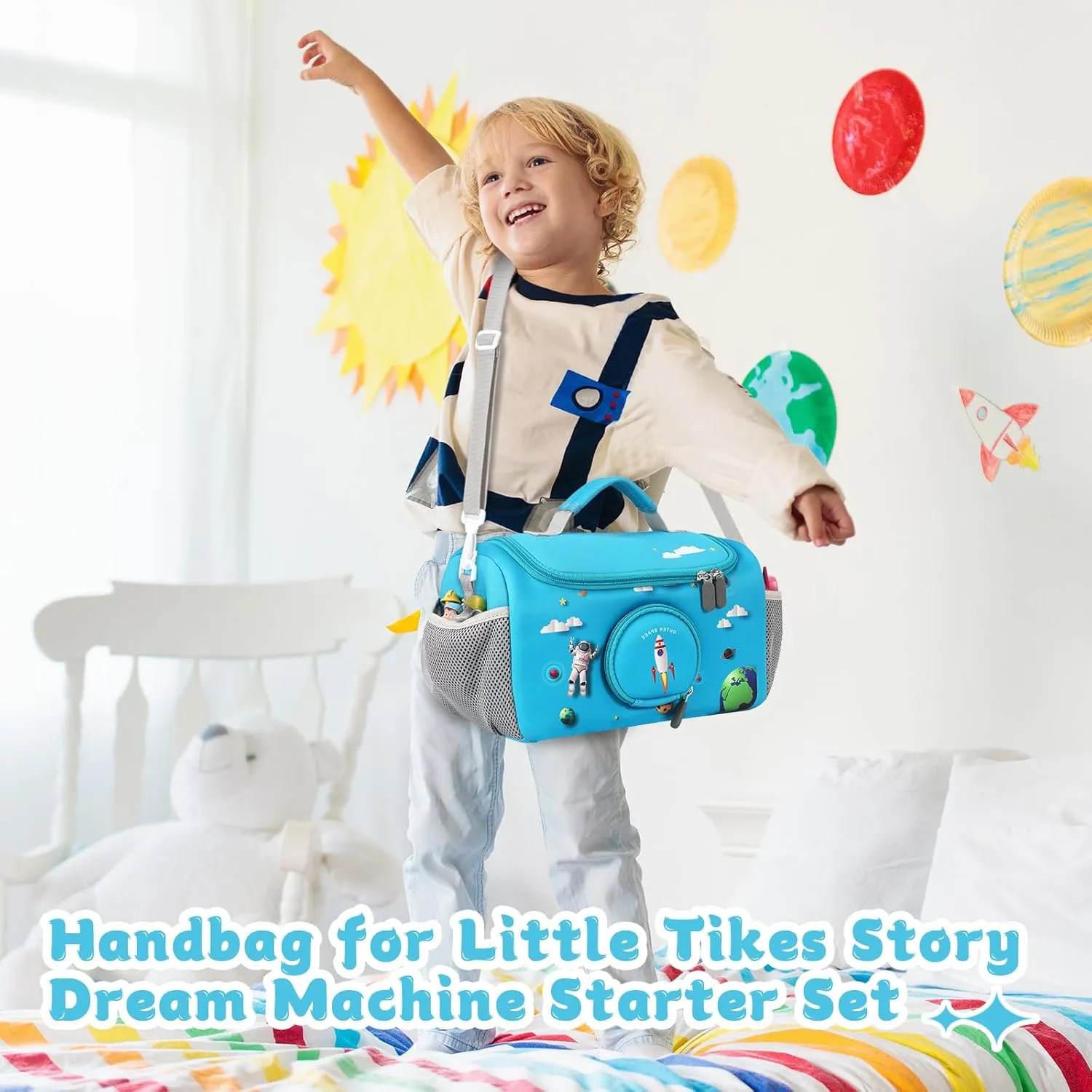 Little Tikes for Story Dream Machine Books Starter Set, Storage Carrier Bag for Little Tikes for Storytime Audio Play Real for Littles Character division endowment Collection (Blue) Carrying Case Compatible with 