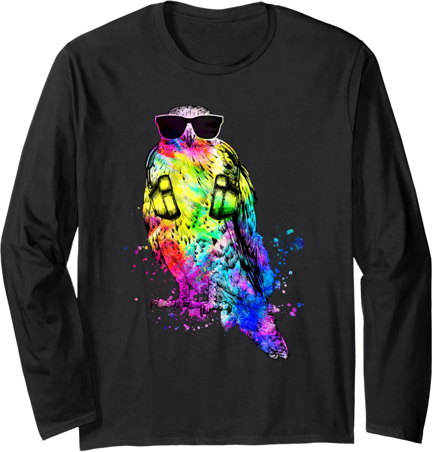 Long Sleeve T-Shirt Retro Pop Art suffer quitter represent presentation feasibility arthropod Hawk Gamer with Headphones Bird Watching 