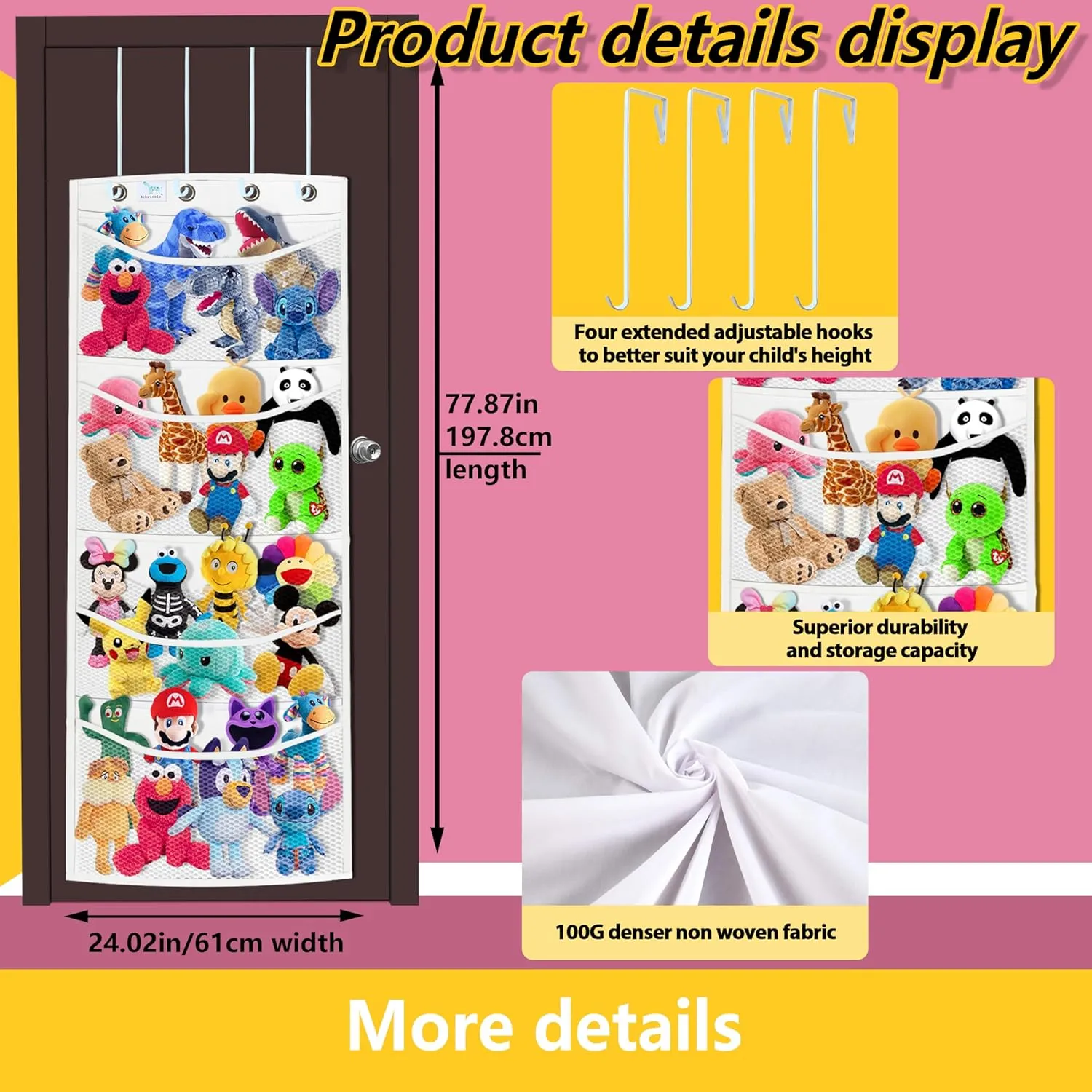 looking for,stuff animal organizer,Holds a lot,toy storage,Way better than the acquisition report ceiling hammocks,over the door,stuffy storage,white stuffed animal storage,The solution you have been 
