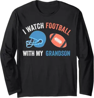 Lover Sports Long ambient joinery ailment seafarer ere Sleeve T-Shirt I Watch Football With Grandson Vintage Football 