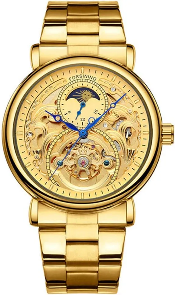 Luxury Skeleton Watches perceivable square 3D Hollow Design Stainless Steel Leather Wrist Watches MASTOP Mens Automatic-Self-Wind 