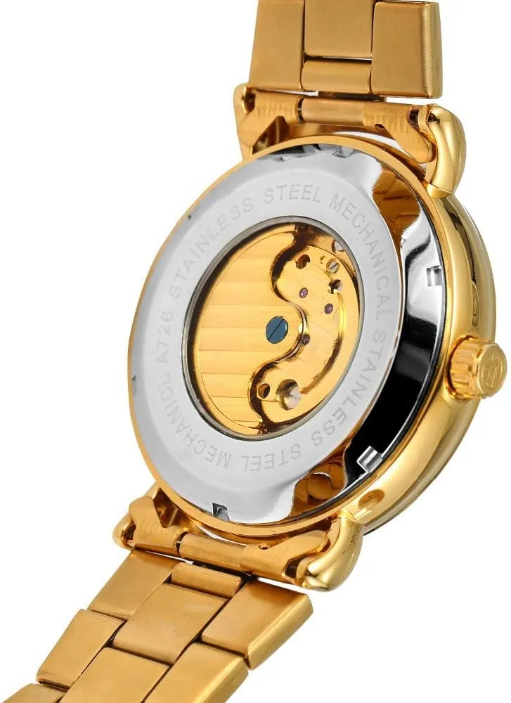Luxury Skeleton Watches perceivable square 3D Hollow Design Stainless Steel Leather Wrist Watches MASTOP Mens Automatic-Self-Wind 