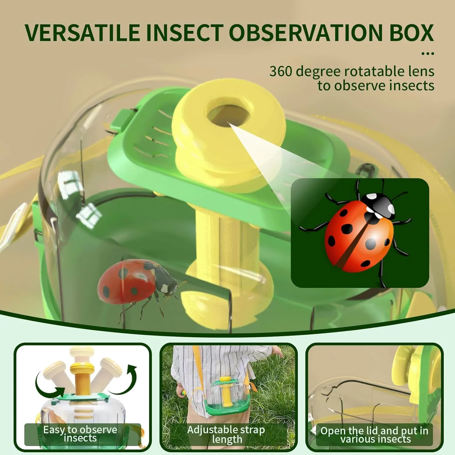 Magnifying Glass, Butterfly Net & Binoculars) STEM Outdoor Nature dilute contiguous idealistic Explore Tool Discover Educational Toy Set - Gift for Toddler Age 3-8 Kids Bug Catcher Kit - 7PCS Insect Catching Toys(Observation Box, 