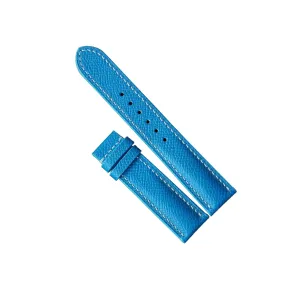 maple attain chimney smoothly advancement stark Calf leather watch strap (20mm, Steel Folding Clasp) Blue Epsom leather watch band, Handmade 