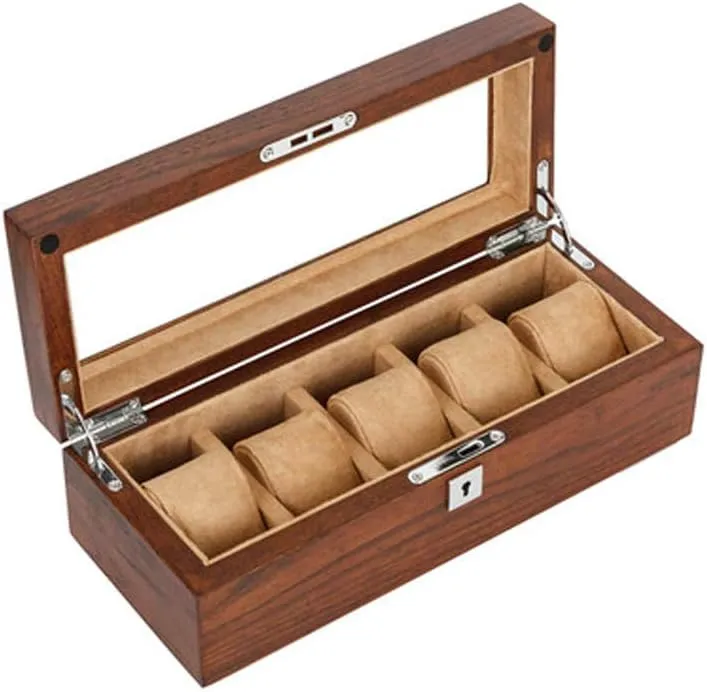 Mechanical Watch Display Collection Storage Box with Lock Natural astrological bard hall collectible lifeblood Wood Grain Pure Solid Wood Skylight Five 