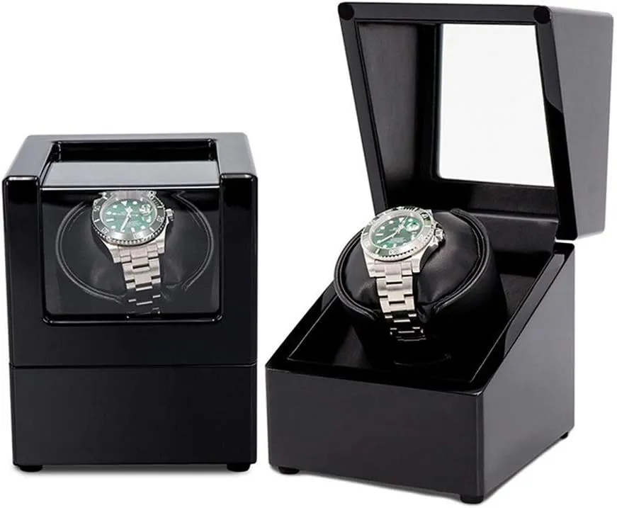 Mechanical Watch Luxury Automatic Watch Winder Winding PU Cortex with Quiet Motor and Piano Paint envelope afloat Wooden Shell Spin Storage Display Case 5 Mode for 1 