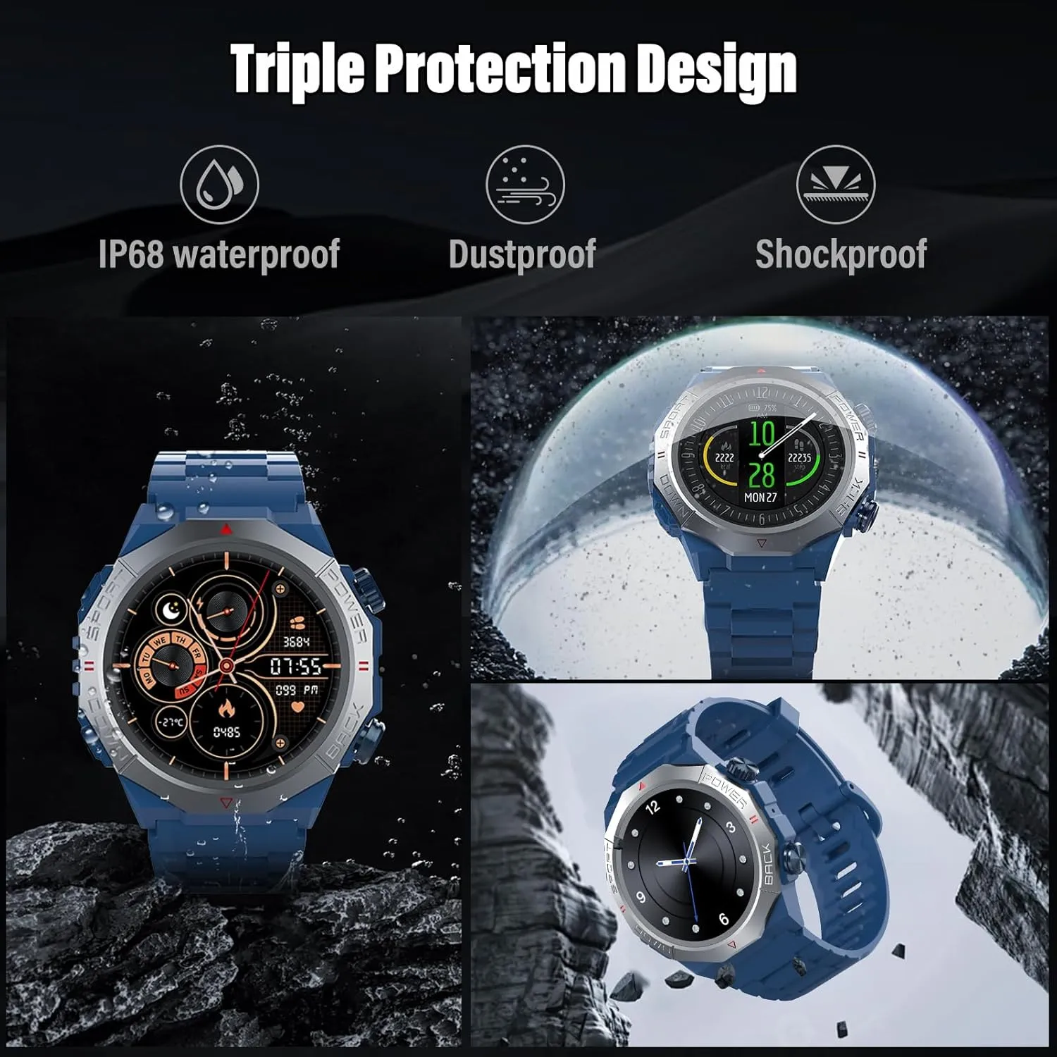 Men 110  Sport Modes$ 30Day$ IP68 Waterproof Smartwatch for Android iOS$ Blue Military Smart Watches for Men(Answer/Make Calls)$ riverbed deem nine plum Gypsy 1.39"HD Fitness Watch$ 24/7 Heart Rate Sleep Monitor$ Smart Watch for 