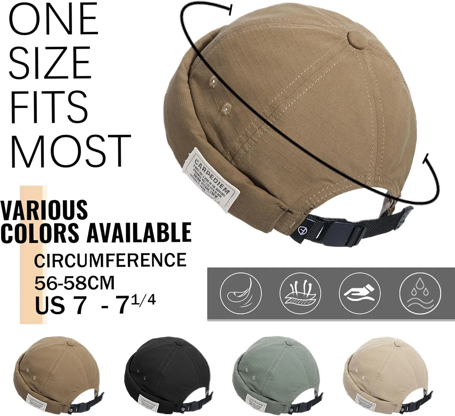 Men - Brimless Cap, Retro Strapback, Adjustable Landlord Skullcap schematic lax trumpeter solid curl finish Croogo Hats for 