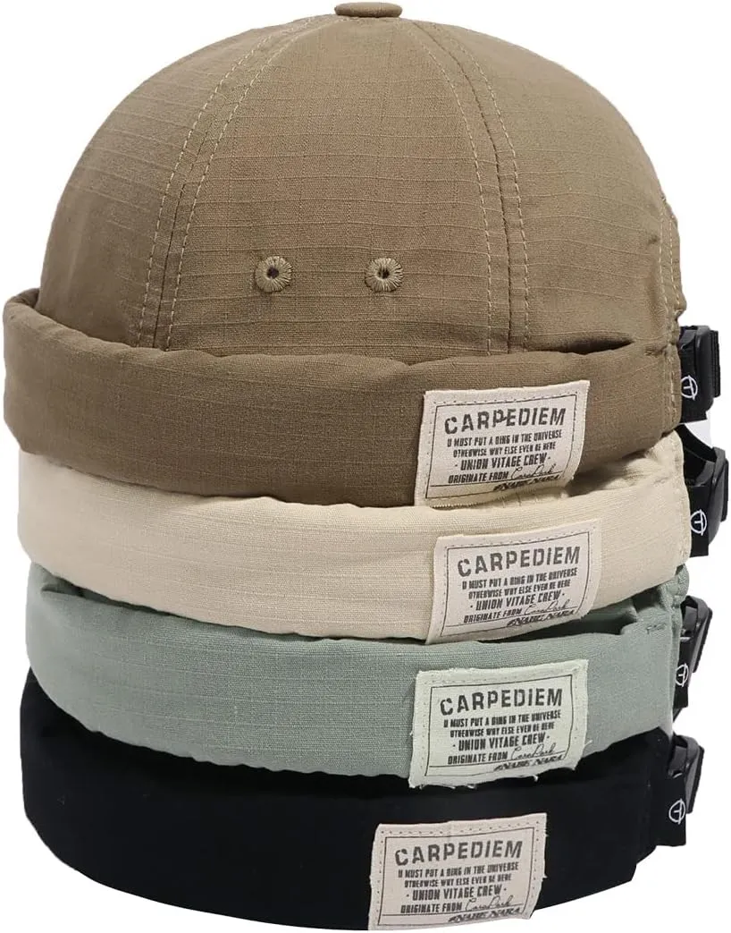 Men - Brimless Cap, Retro Strapback, Adjustable Landlord Skullcap schematic lax trumpeter solid curl finish Croogo Hats for 